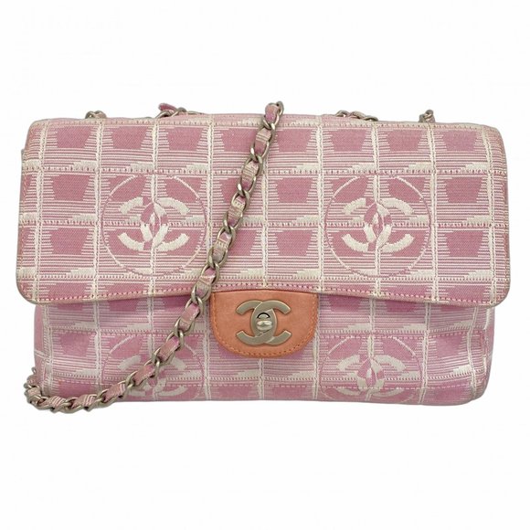 Chanel New Travel Shoulder Bag with Double Chain, Nylon, Pink, Women's - Picture 1 of 13